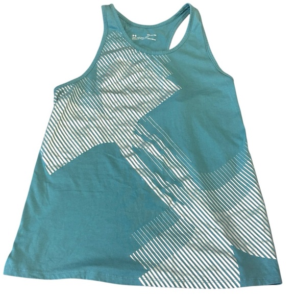Under Armour HeatGear Tank Top Racerback Athletic Sleeveless Teal White‎ - Picture 1 of 3